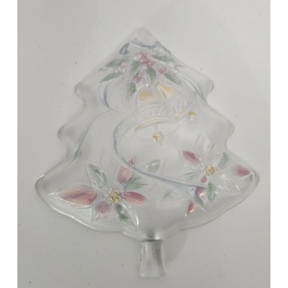 Vintage SAVOIR VIVRE Holiday Spirit Glass Christmas Tree Server  Candy Dish